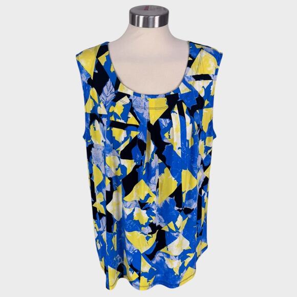 Black Label by Evan Picone Womens Plus Size 2X Sleeveless Geometric Top Poly - Picture 1 of 7